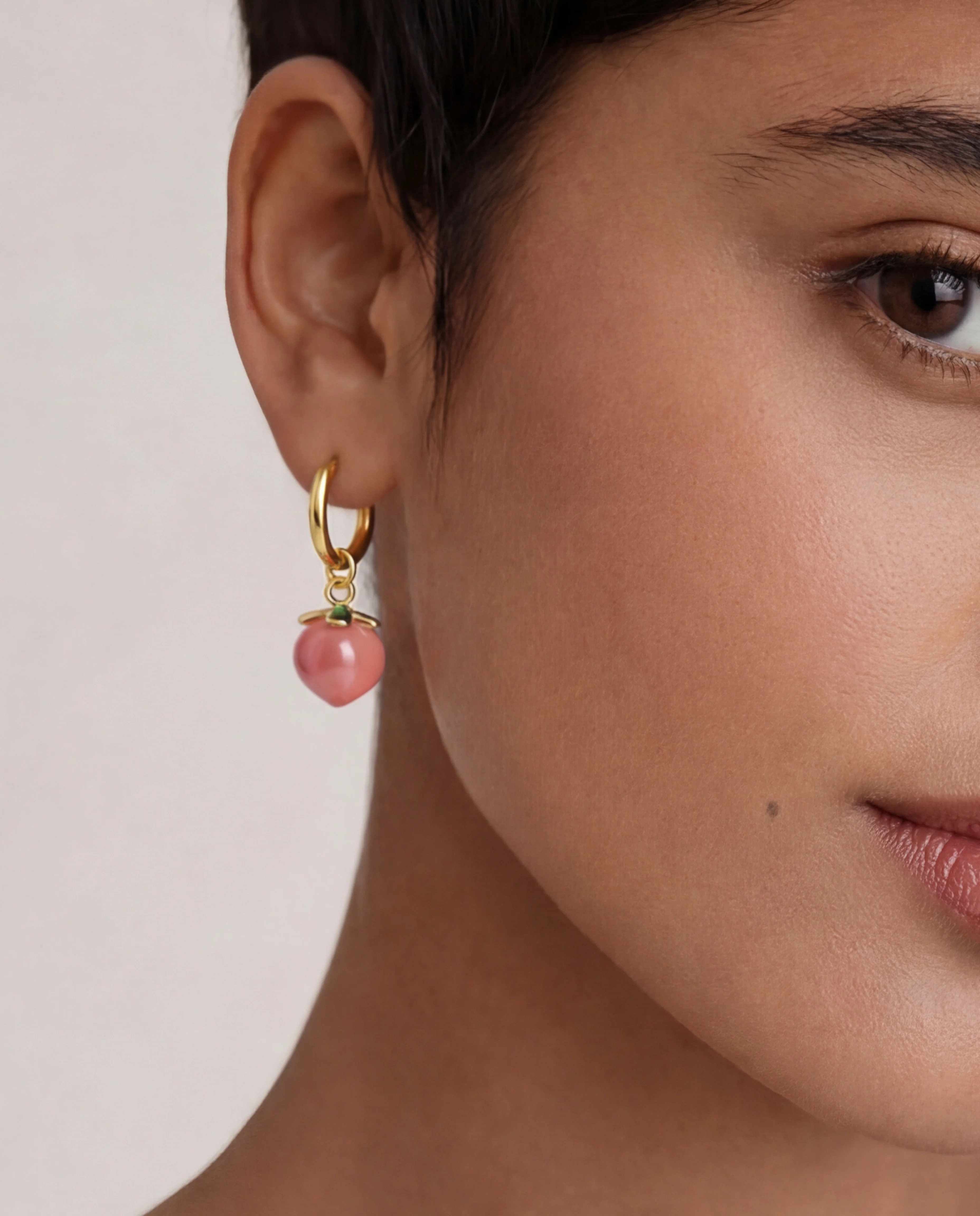 Harvest — Jade Stone Charm Earrings in Peach