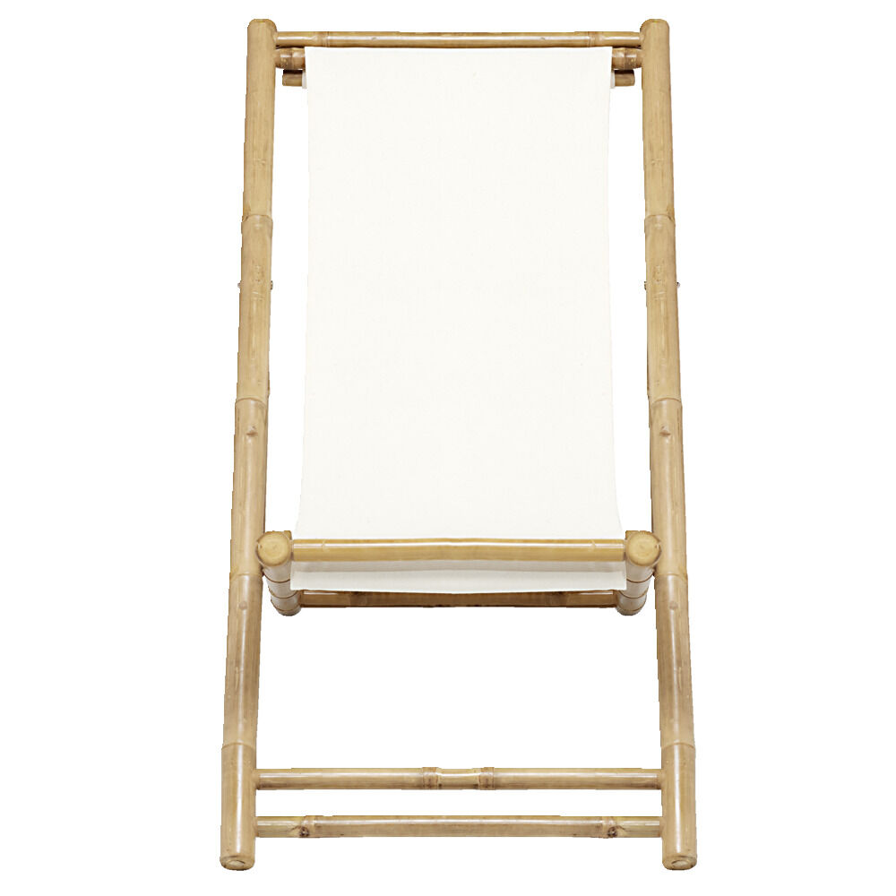 Chilienne pliante Laos bambou et tissu beige 121x60xH67cm