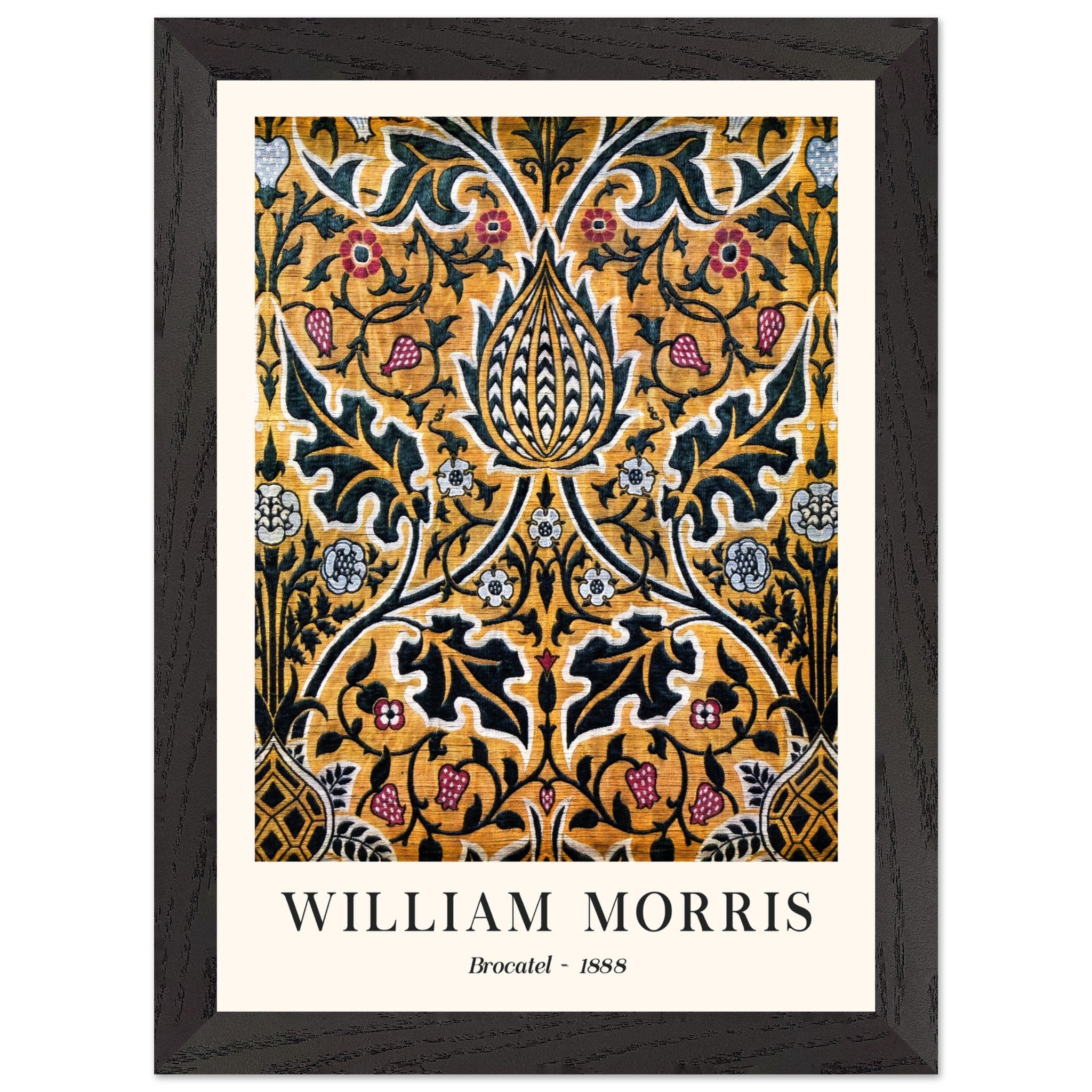 Artfulprints Poster met Lijst William Morris - Brocatel 1888  - A4 21x29.7 cm - Goud