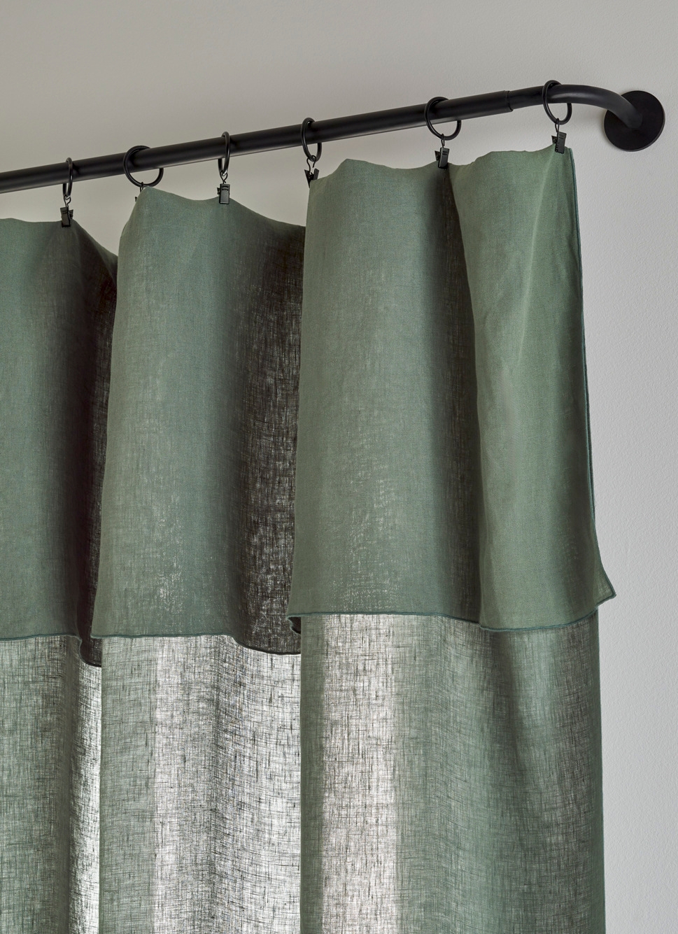 RIDEAU EN LIN LAVÉ BOURDON OLIVE