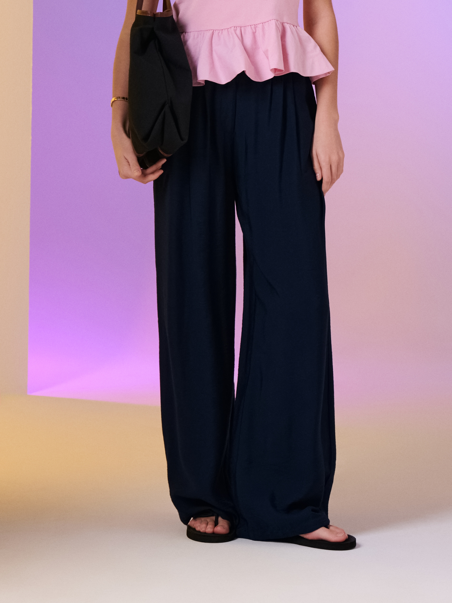 Wiskozowe spodnie wide leg