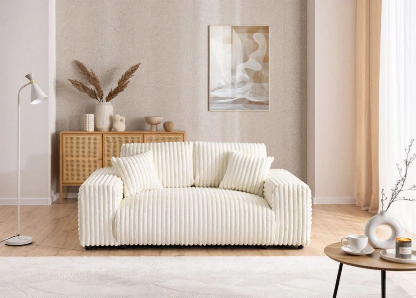 Ropez Justin sofa 2 bez funkcji tkanina dzianina futerko kremowy Vito 23