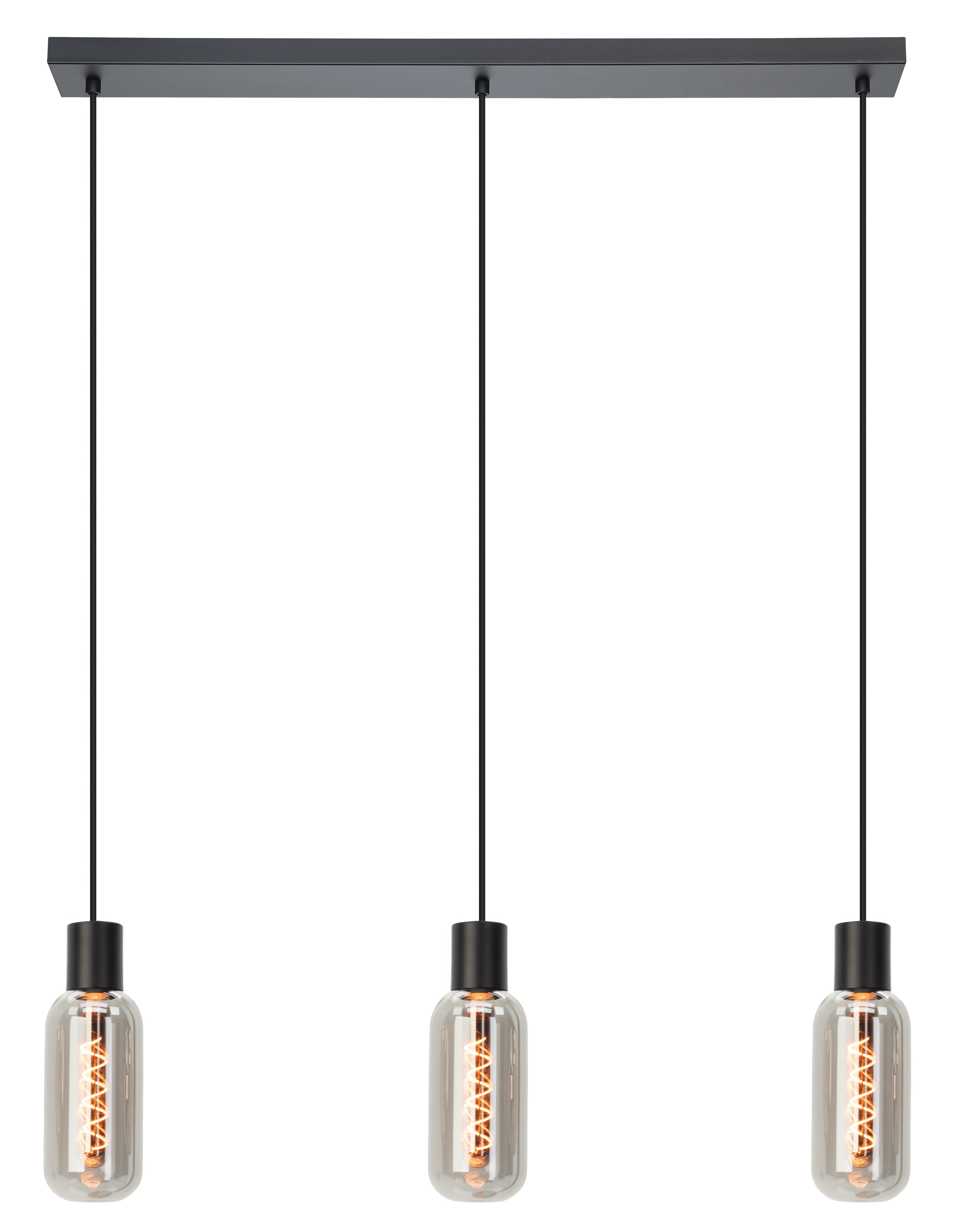 EGLO hanglamp Majone - e27 - smoke glas - 77 cm - zwart