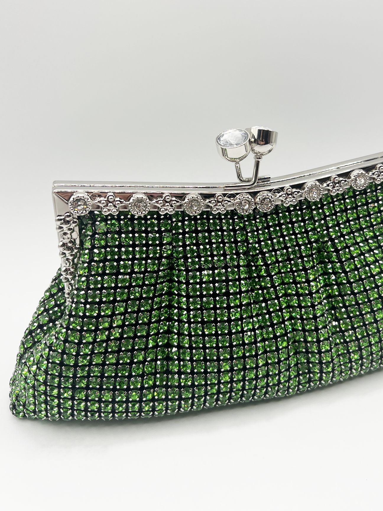 SVNX Green Crystal Clutch Bag