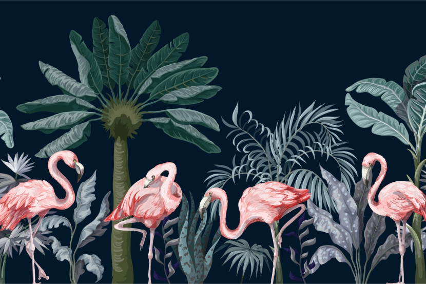 Fototapeta FLAMINGI Egzotyczne Rośliny 3D 90x60cm