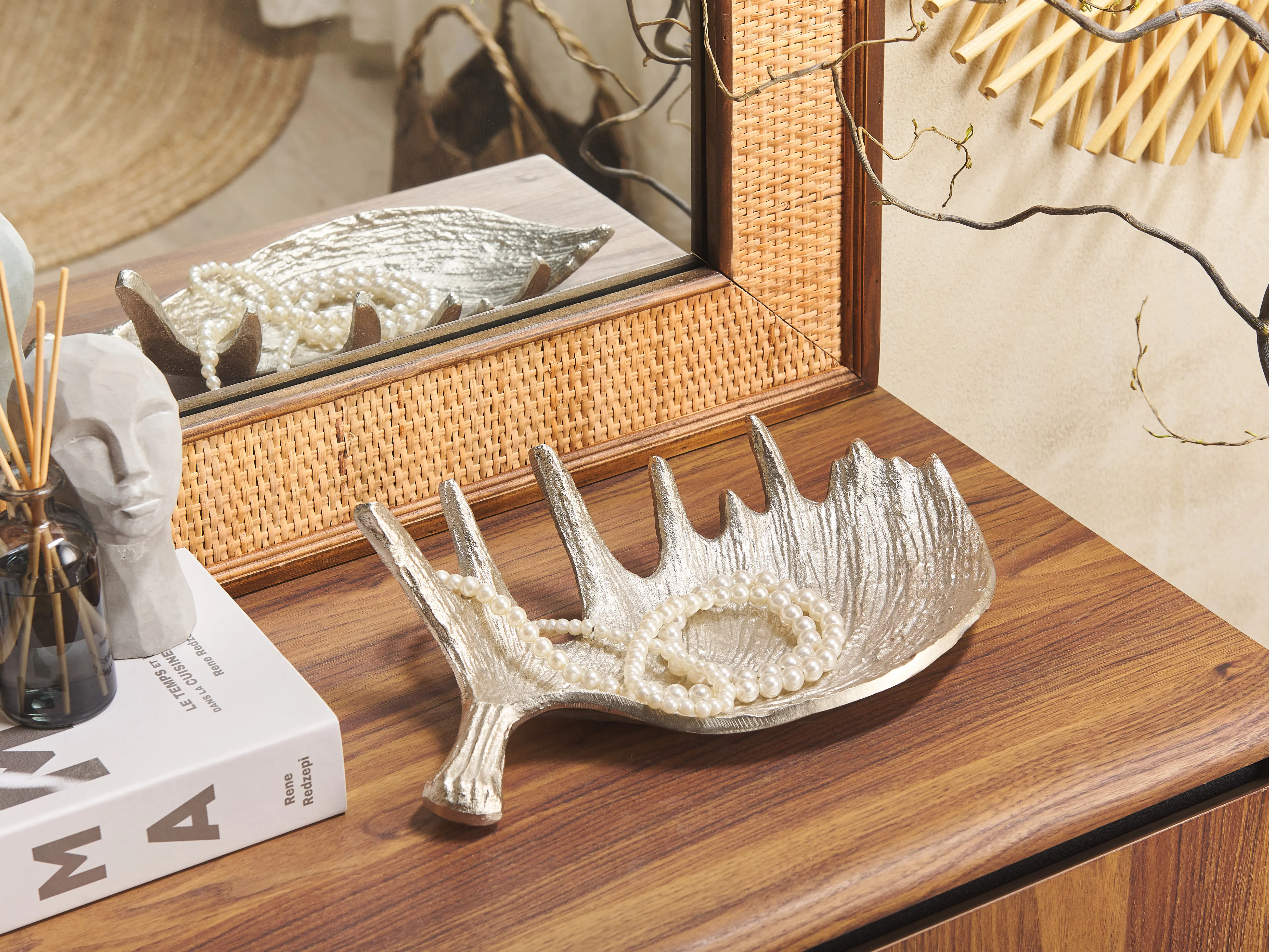 Trinket Dish Moose Antler CARTHAGE Metal Silver