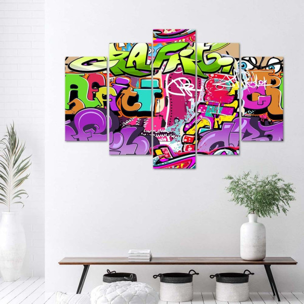 Feeby Obraz 5 częściowy na płótnie Graffiti 100x70