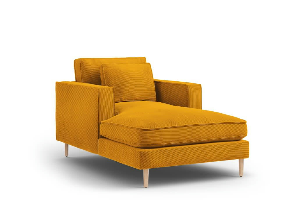 ALEXIS - Méridienne 1 place en tissu structuré jaune