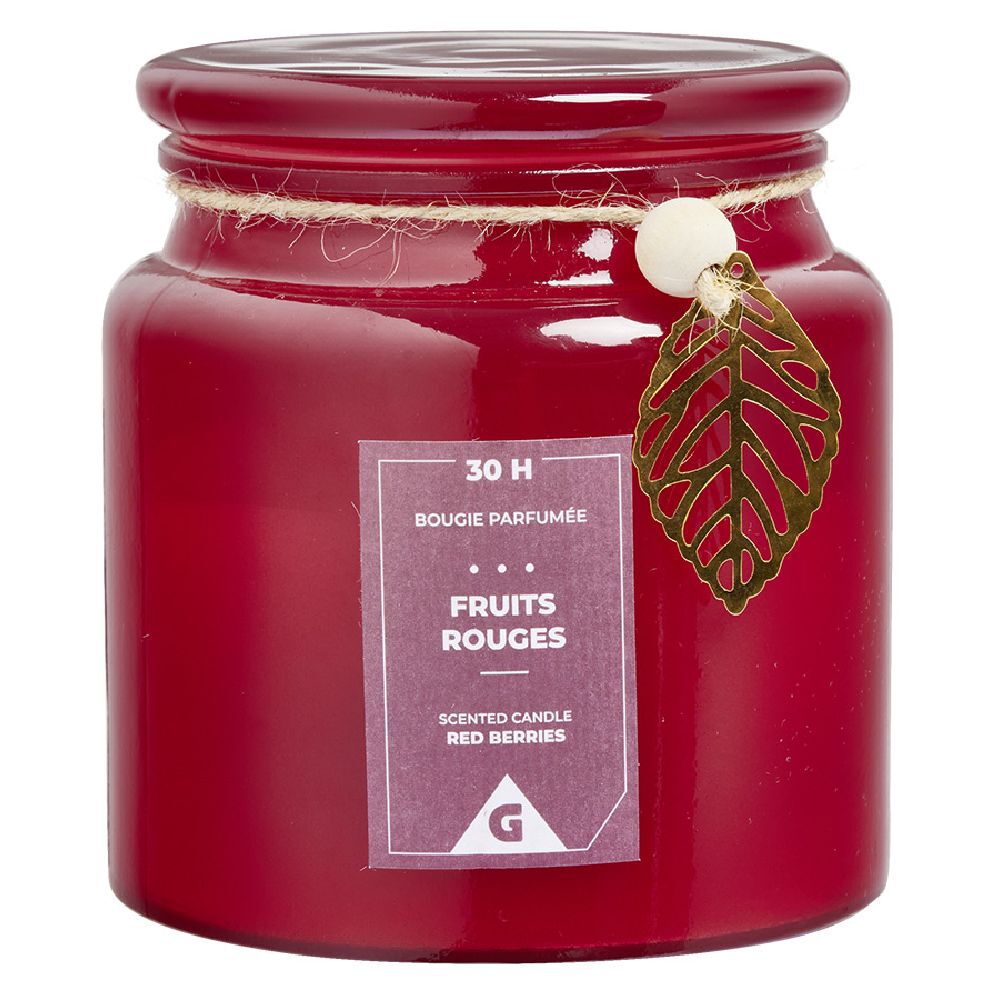 Bougie parfumée dans bonbonnière senteur fruits rouges 30H