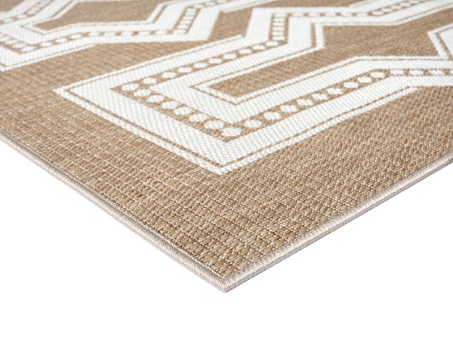 Lora Brown and Ivory Tribal Flatweave Indoor Outdoor Rug