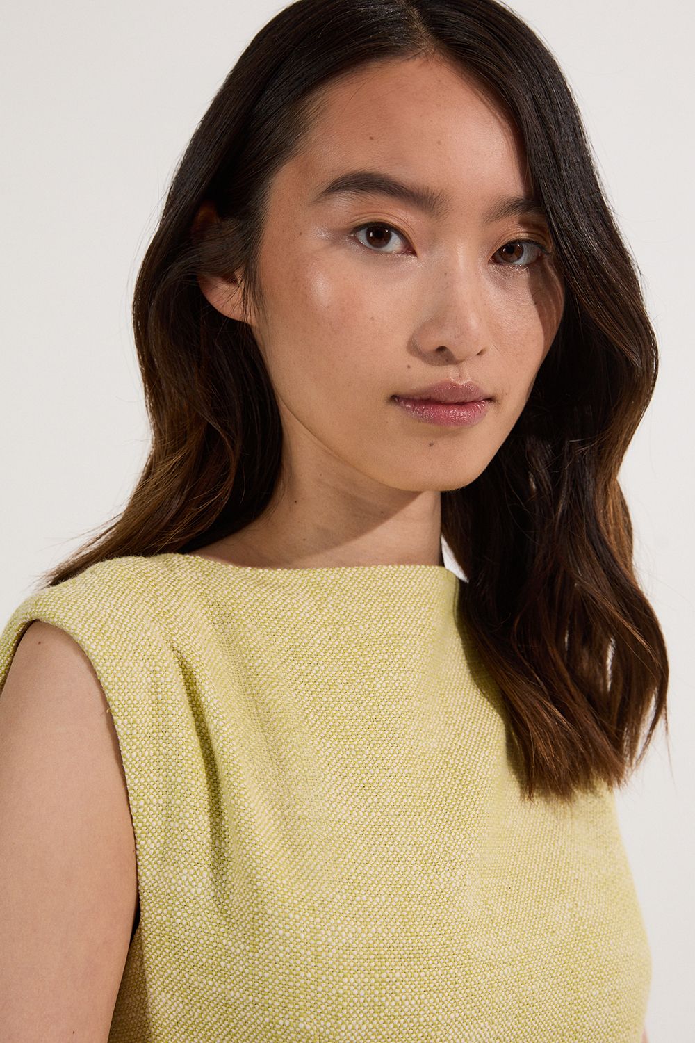 KarenMillen Spring Tweed Tailored Sleeveless Full Skirted Midi Dress