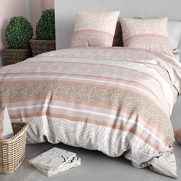 Housse de couette 100% coton 57 fils   2 taies d'oreiller