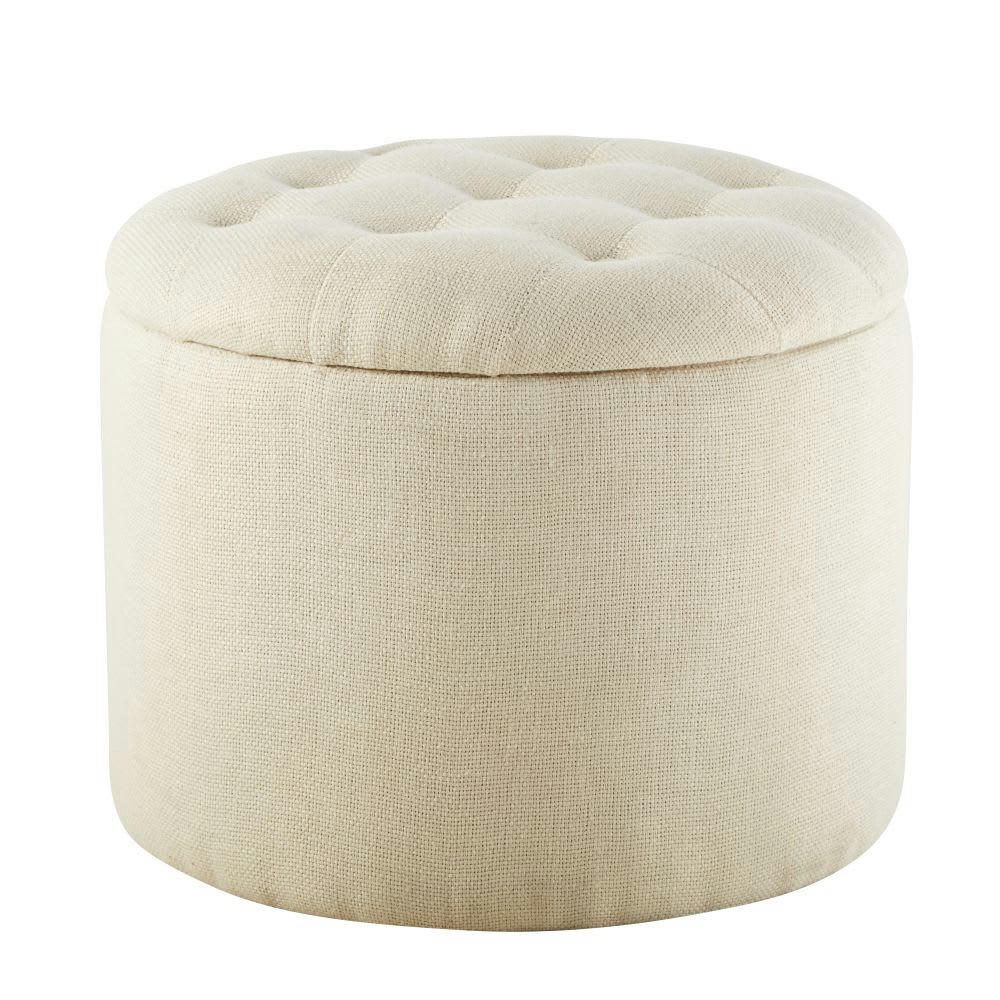 MELISSA - Pouf coffre capitonné crème