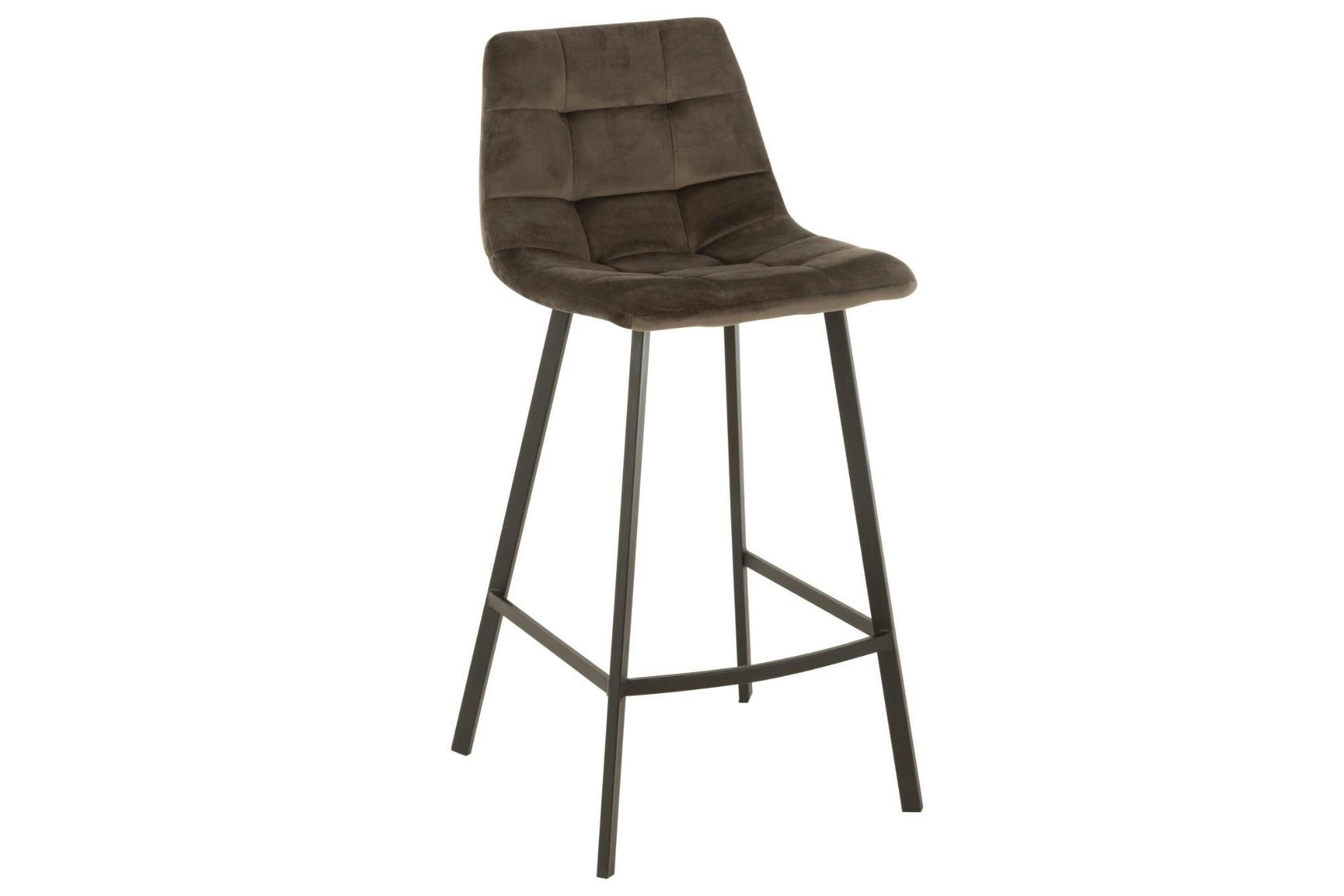 OLIVIA - Chaise de bar en velours peau de pêche et en métal noir ( lot de 2)