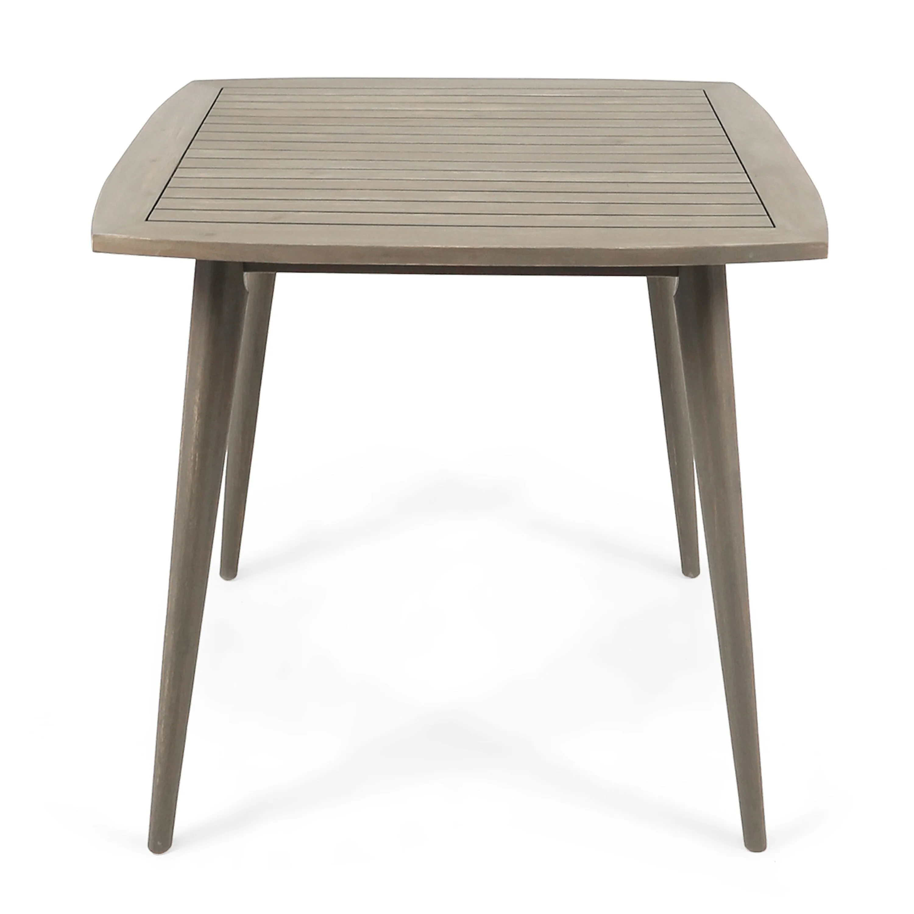 Roomfitters Outdoor Square Acacia Wood Table with Straight Legs, Stylish and Durable Design for Patio and Garden Use, Gray