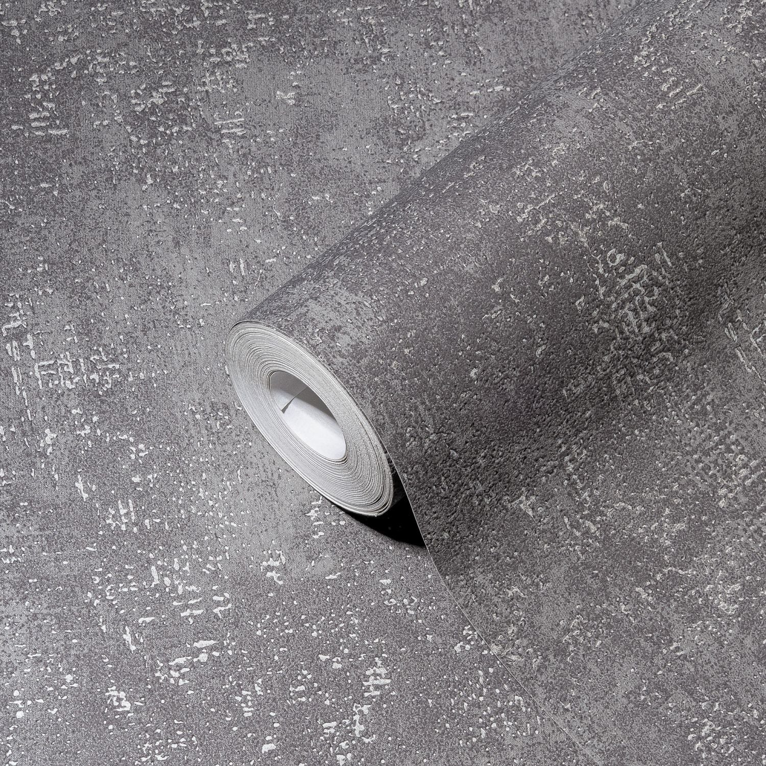 A.S. Création behang met structuur grijs en zilver - 53 cm x 10.05 m - AS-388324