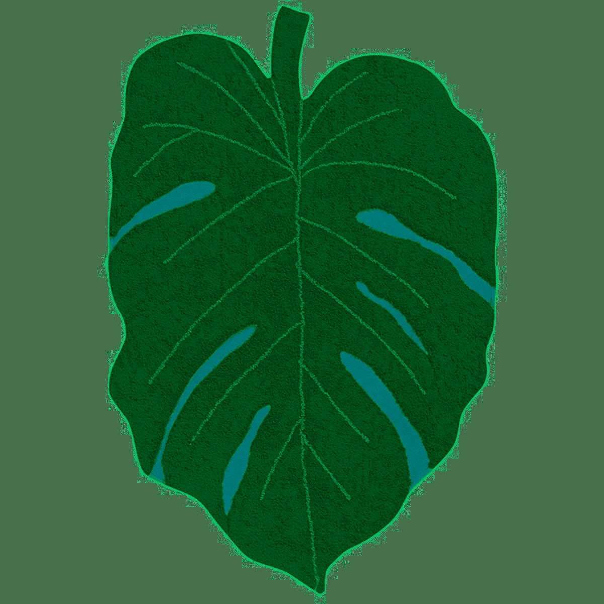 MONSTERA - Tapis coton motif feuille tropicale monstera 120x160