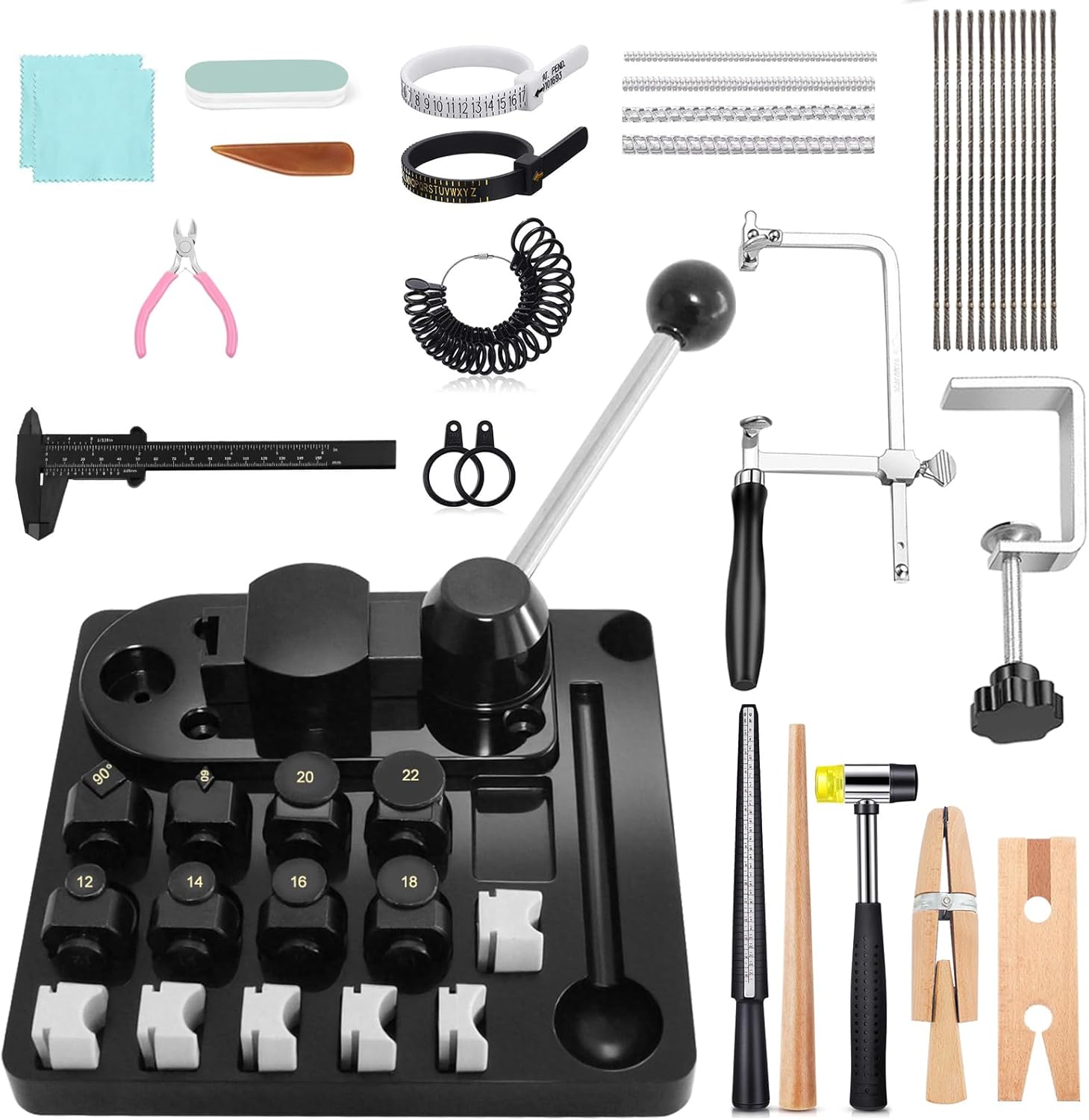 Enkreefi Ring Bender, Ring Bending Tool Set for Spoon Heavy Duty with Jewelry Spoon Making Tool,Multi-Functional DIY Maker Machine