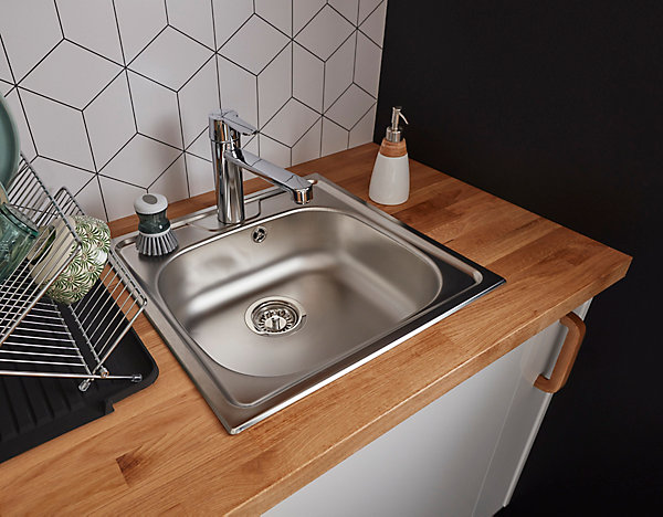 évier de cuisine en inox satiné 1 bac à encastrer Gamow