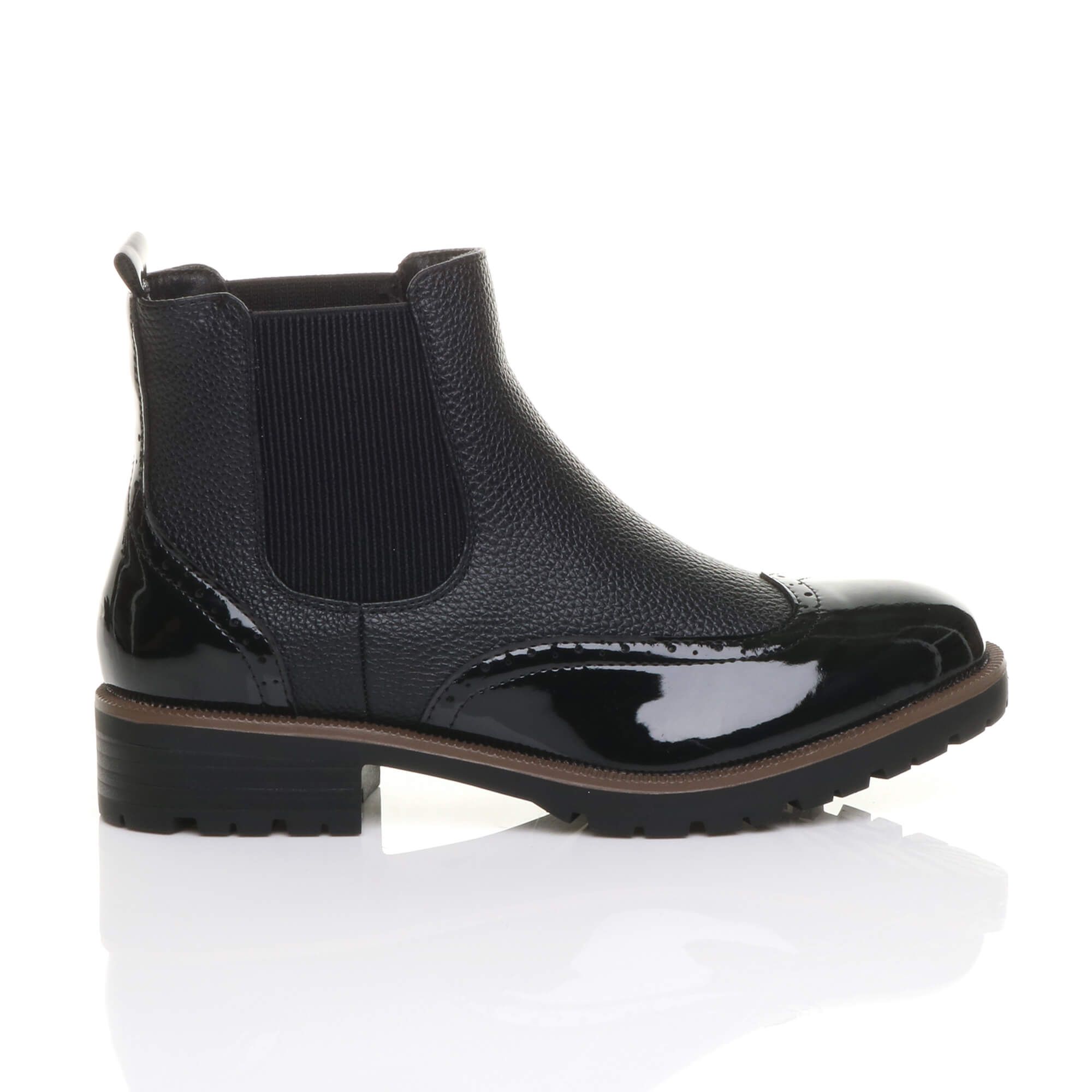 AJVANI Flat Heel Brogue Chelsea Ankle Boots