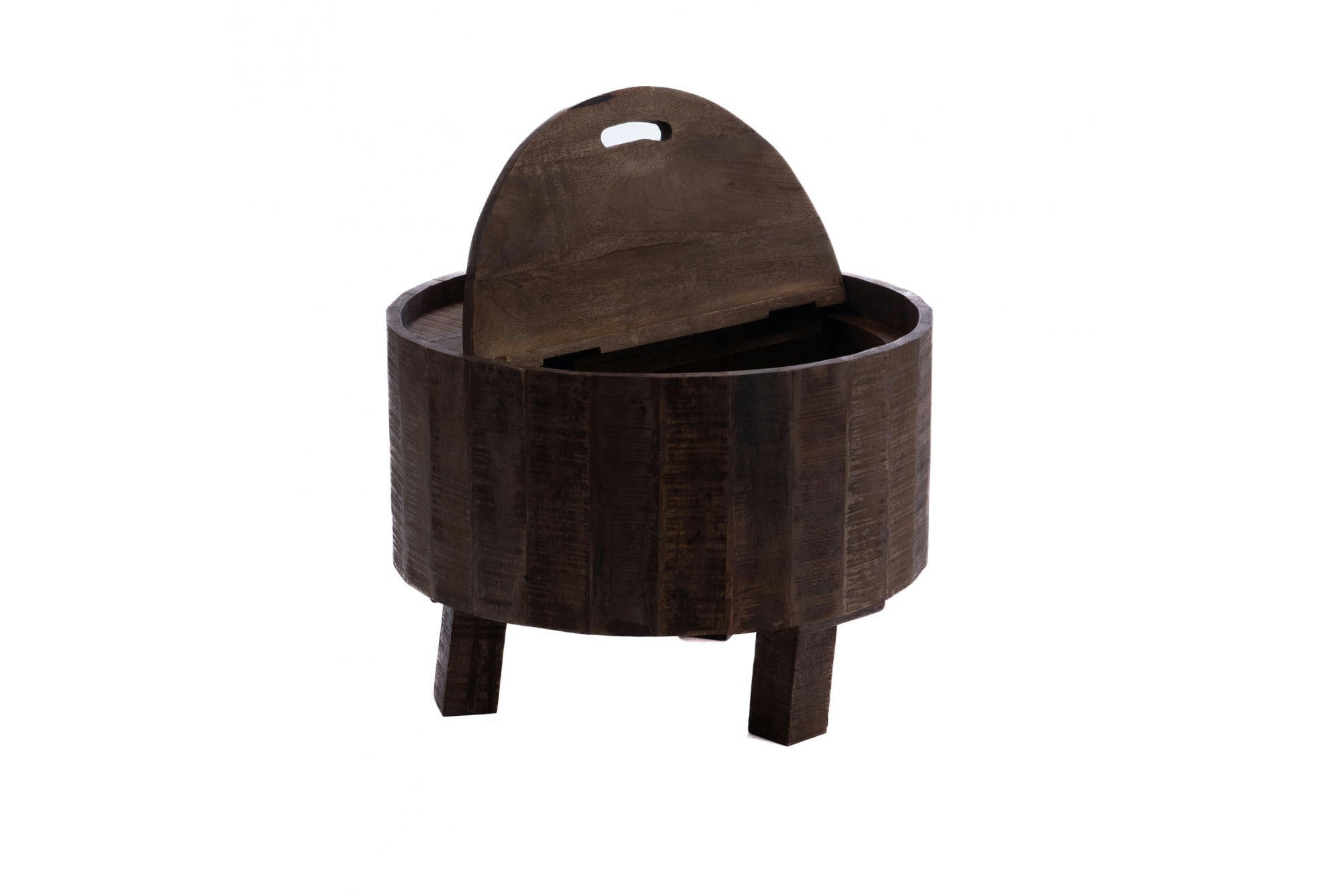 FORET - Table basse ronde en manguier foncé avec rangement D60