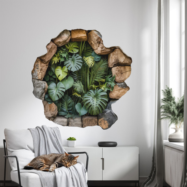 Naklejka 3D tropikalna oaza wyrwa efekt w ścianie 80x80