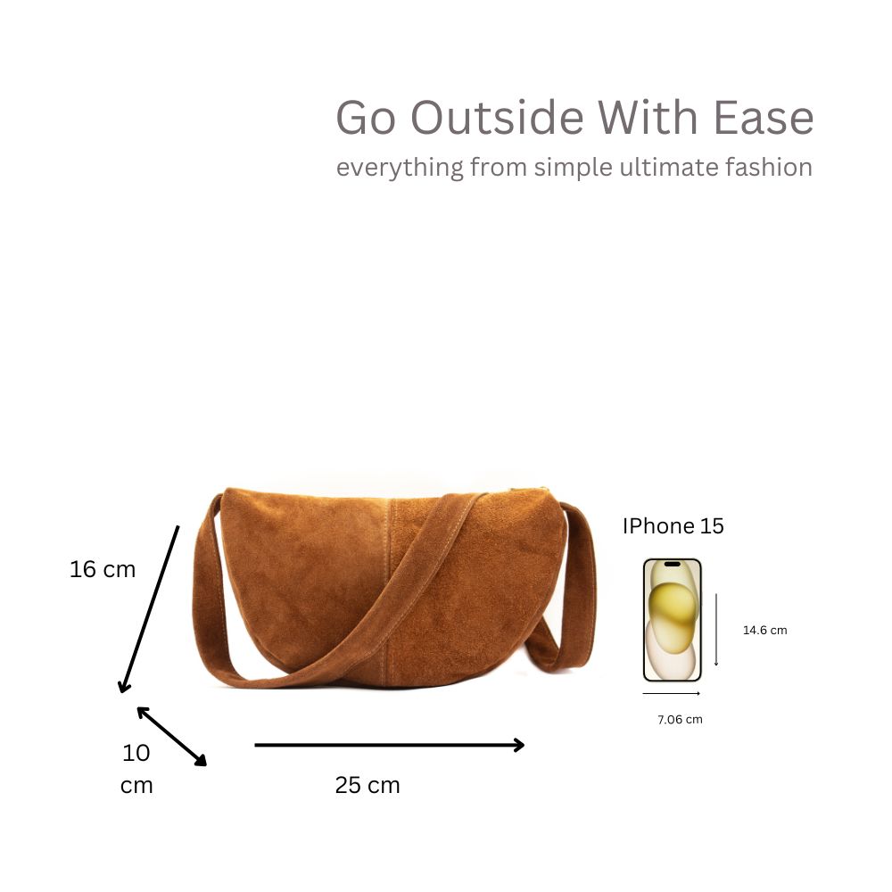 Kitise Premium Genuine Italian Suede Leather Crossbody Bag
