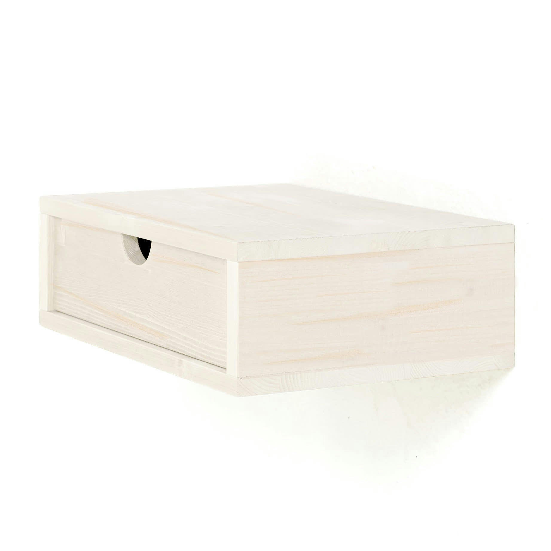 ANEU - Table de chevet flottante en bois de couleur blanc vielli