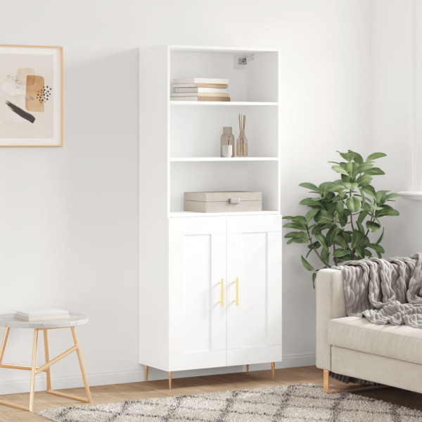 Szafka Witrynka Biała z Drzwiami 69.5x34x180 cm do Salonu Pokoju