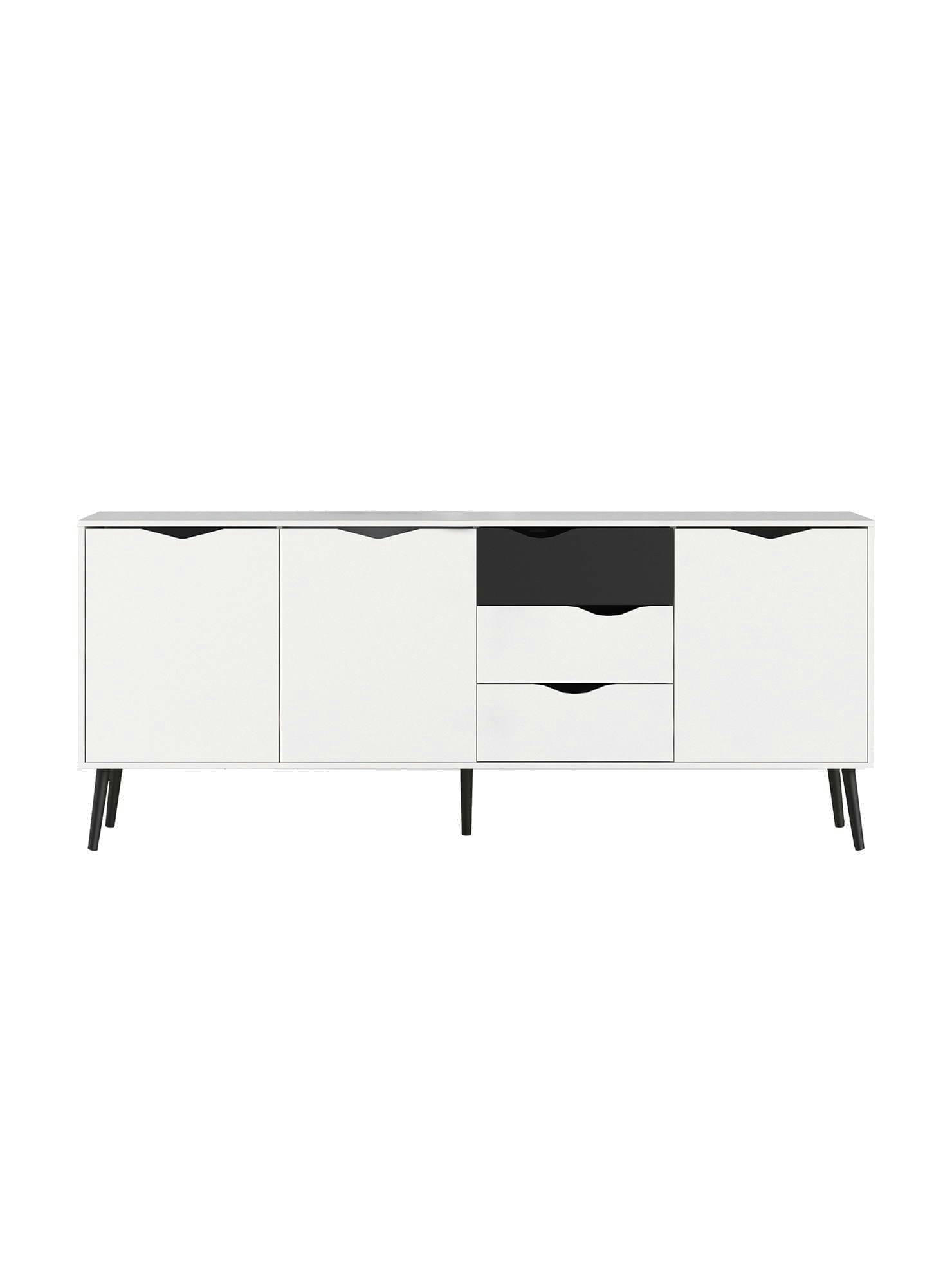 - Buffet 3 portes effet bois noir et blanc