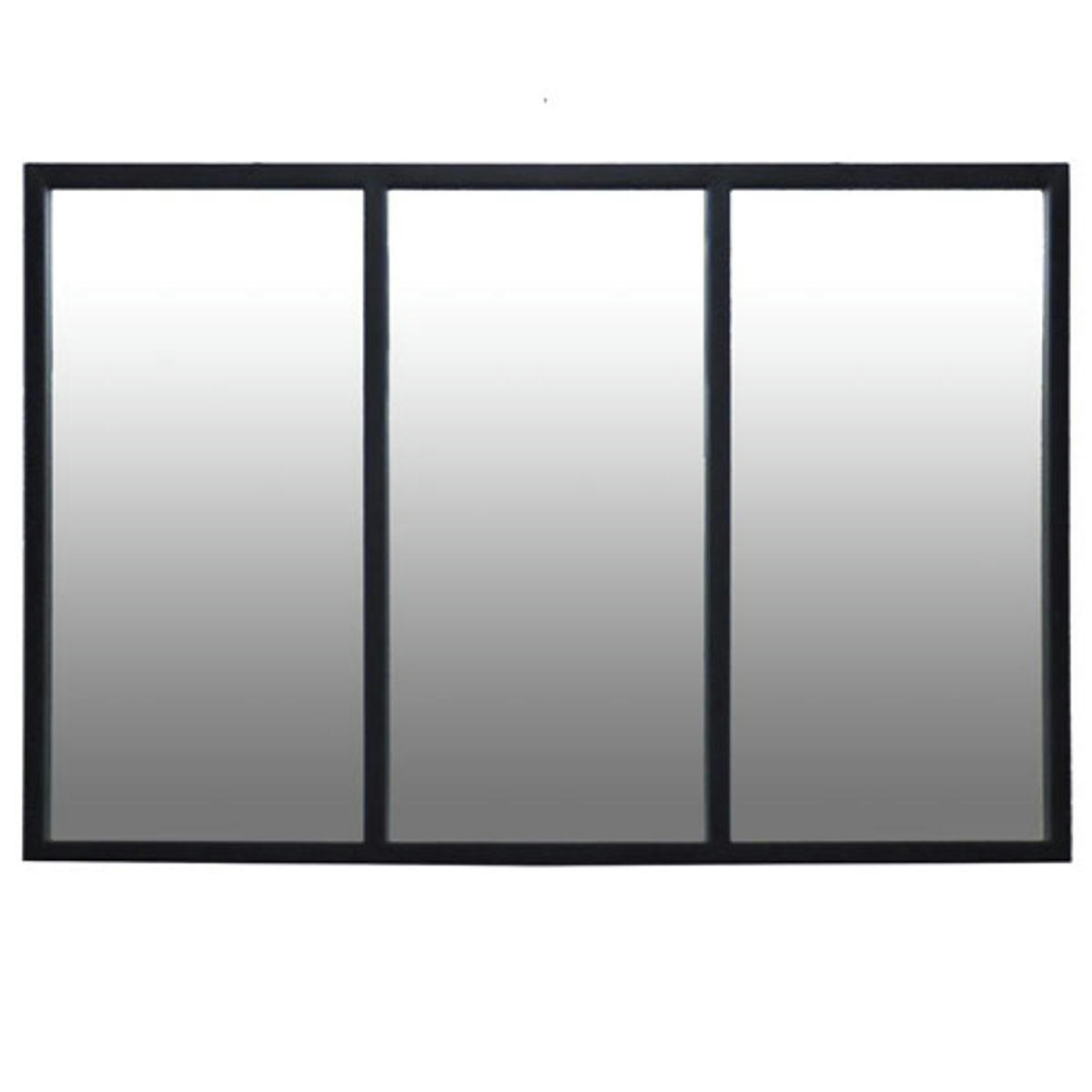 BRICKLANE - Miroir atelier verrière en métal noir 60x90
