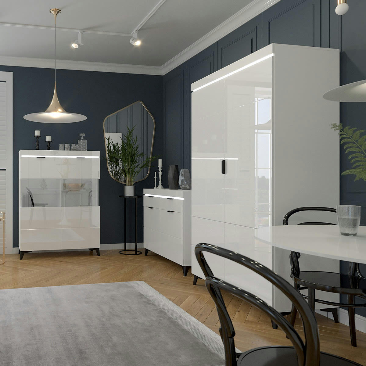 - Armoire 2 portes LED inclus stratifiés blanc