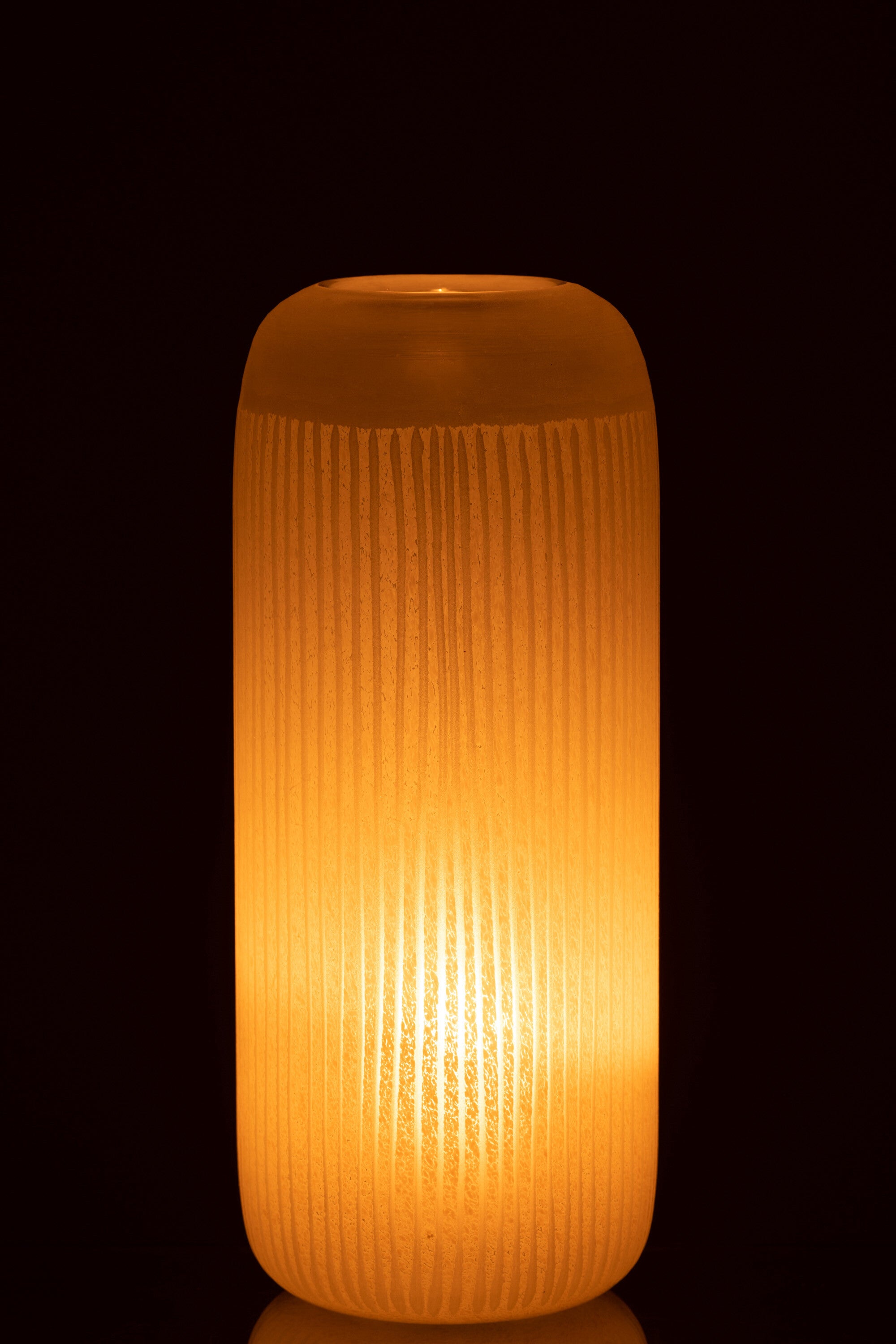 J-Line vaas Strepen - glas - lichtgeel - large - 34 cm hoog