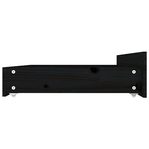 NNEVL Bed Drawers 4 pcs Black Solid Wood Pine
