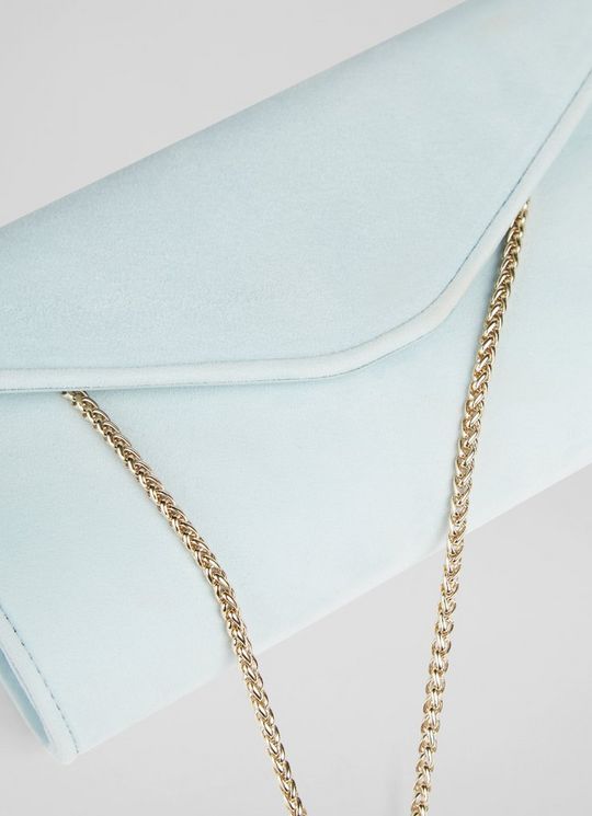 Dominica Sea Green Suede Clutch Bag
