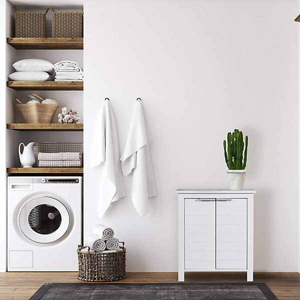 Mueble de Salle de Bains Moderne 2 Portes et 2 étagères MDF blanc Rebecca Mobili