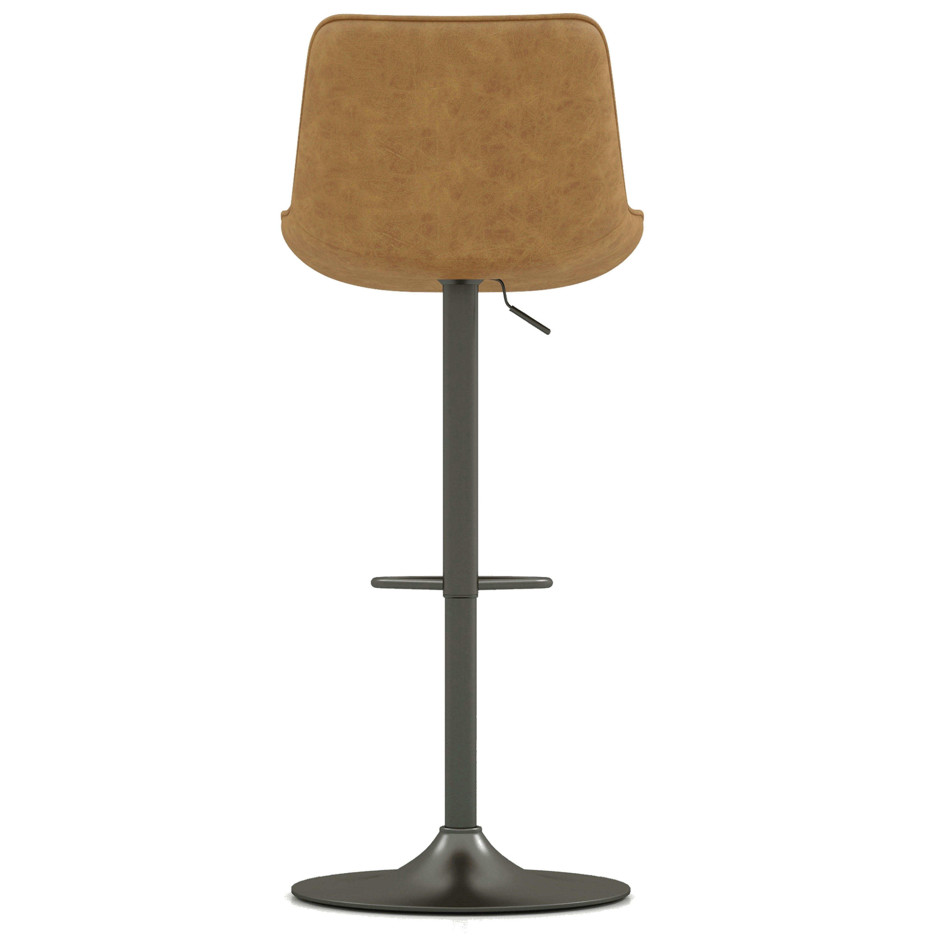 DINO - Tabouret de bar en cuir synthétique Camel-gris bronze (x2)