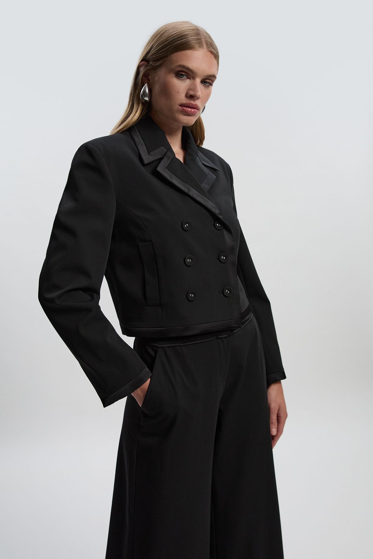 KarenMillen Tailored Tux Fitted Double Breasted Jacket