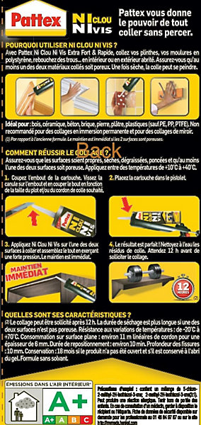 Colle de fixation pour bois Pattex 380g