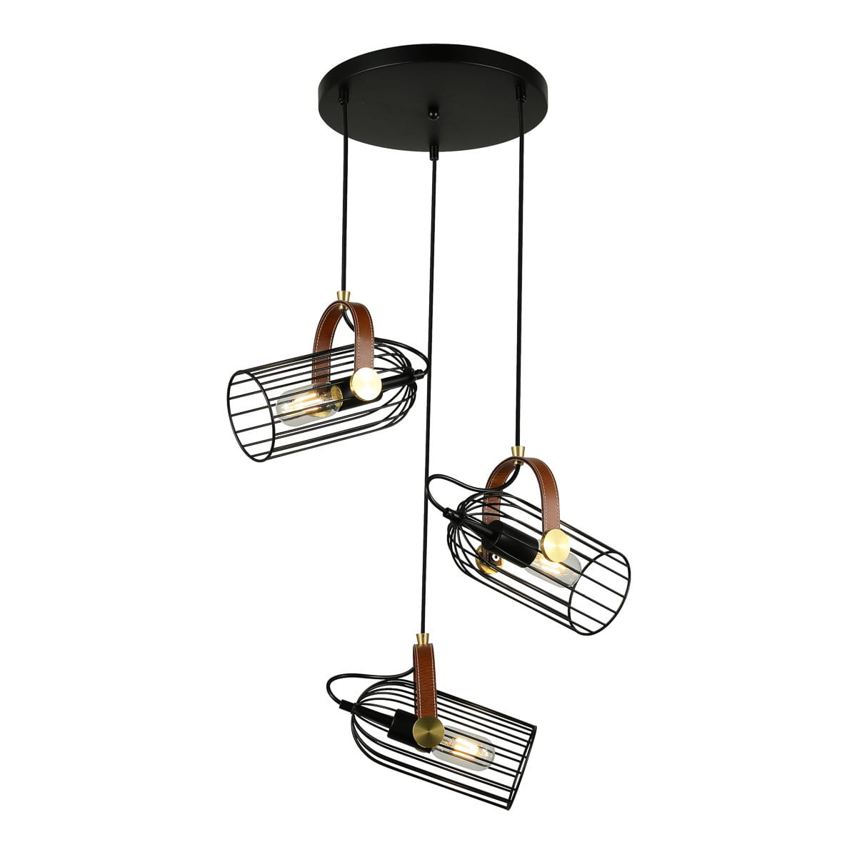 Lampa wisząca czarno-brązowa-mosiądz Antoin 3xE27x40W Italux