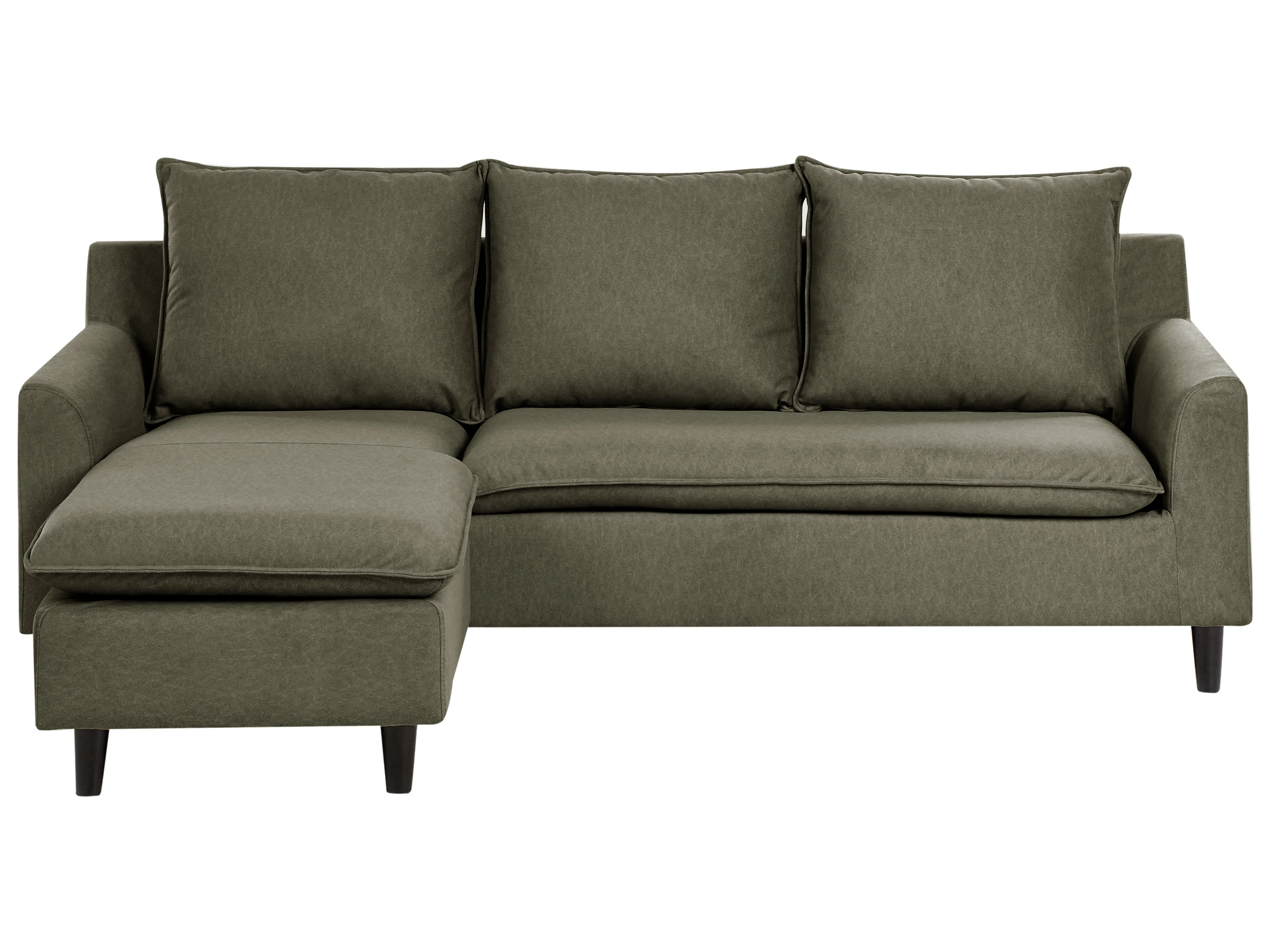 Corner Sofa 3 Seater ELVENES Velvet Dark Green Left Hand