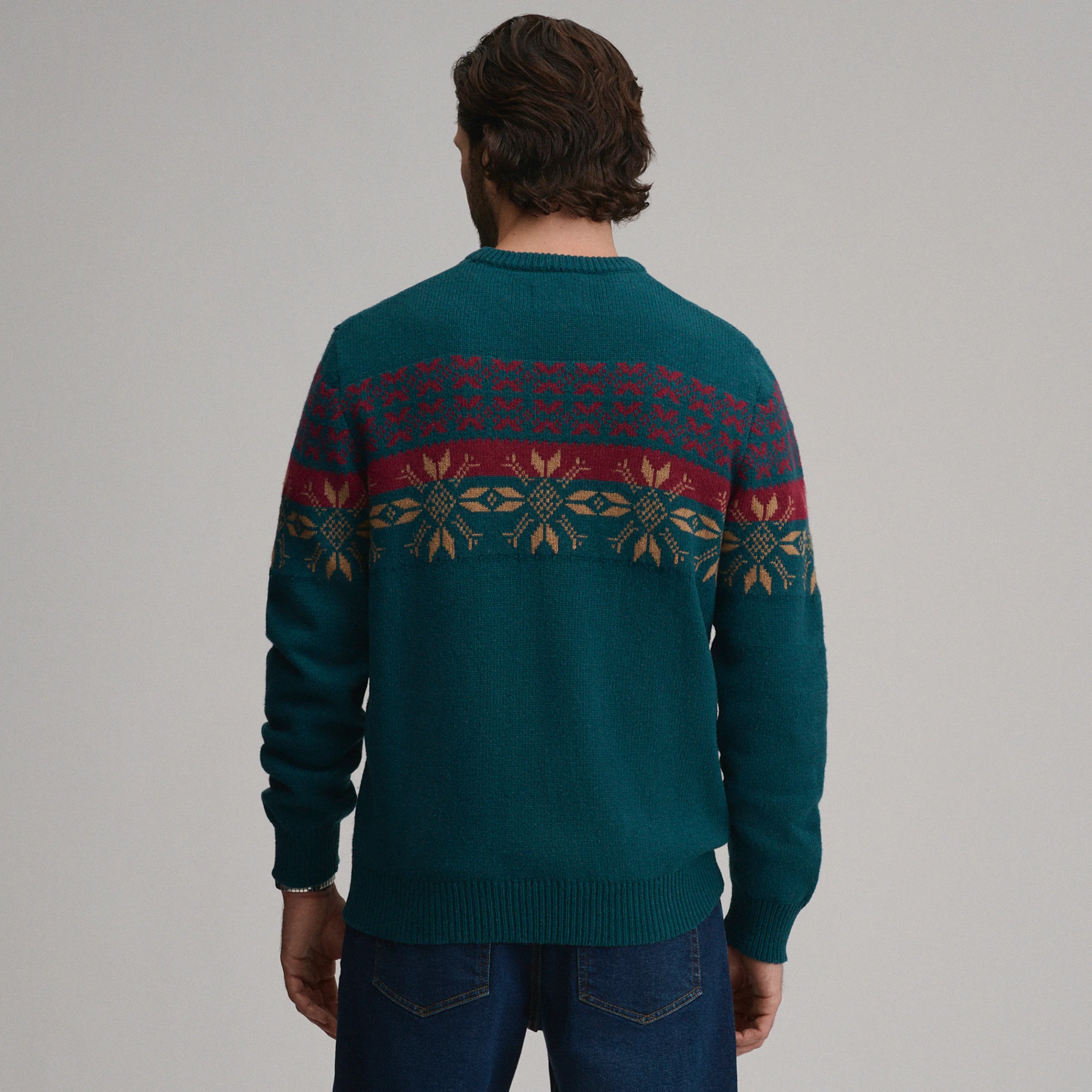 Men's Holiday Festive Jacquard Crew Sweater