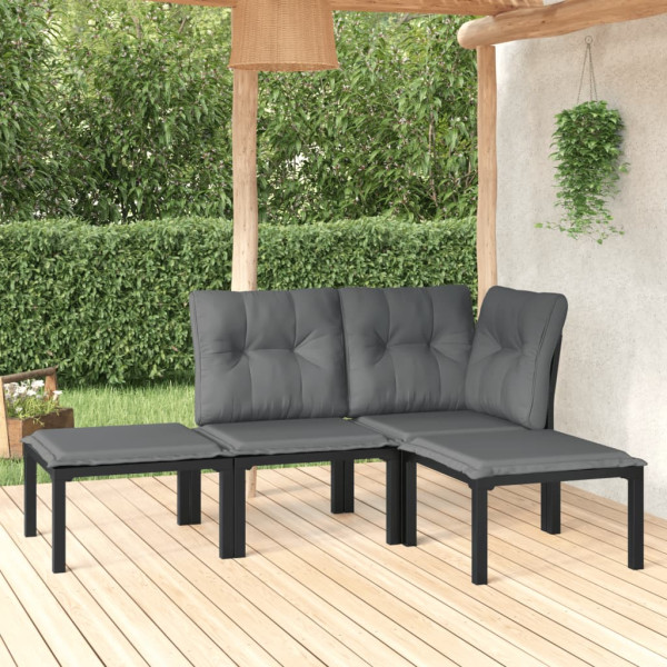 Zestaw wypoczynkowy do ogrodu Czarny Stal narożna   sofa środkowa   2x
