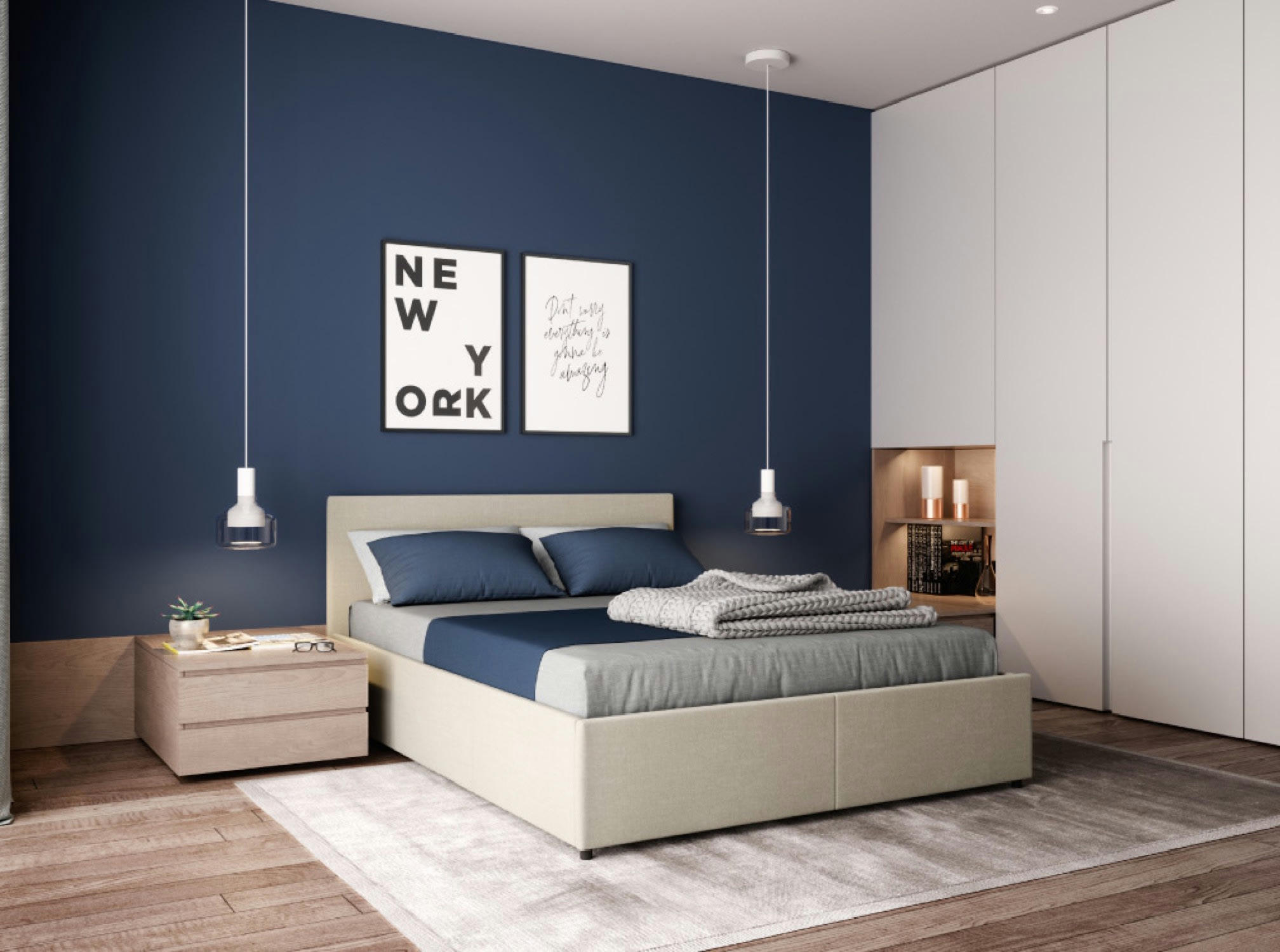 EDGAR - Cadre de lit avec sommier relevable à latte - Beige - 160 cm