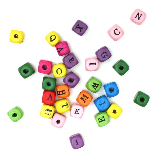 Bright Alphabet Wooden Bead Bag 55g
