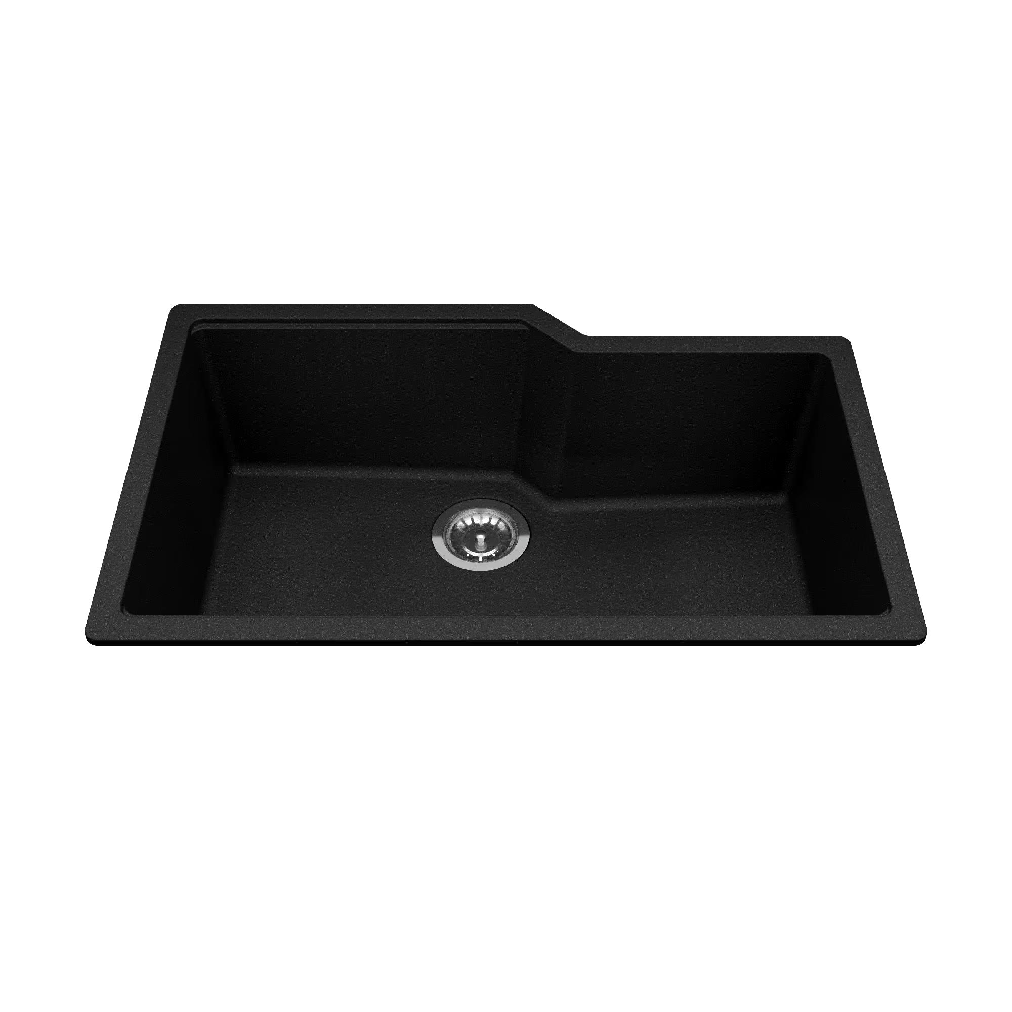 Kindred Urban Undermount Granite Single Bowl Kitchen Sink, 30.69-in x 19.69-in x 9.06-in, Onyx
