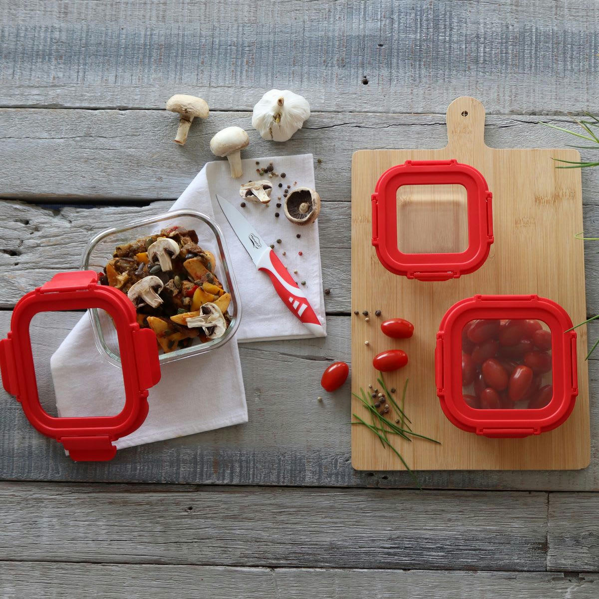 CRISTAL - Set de 6 boîtes hermétiques carrées en verre