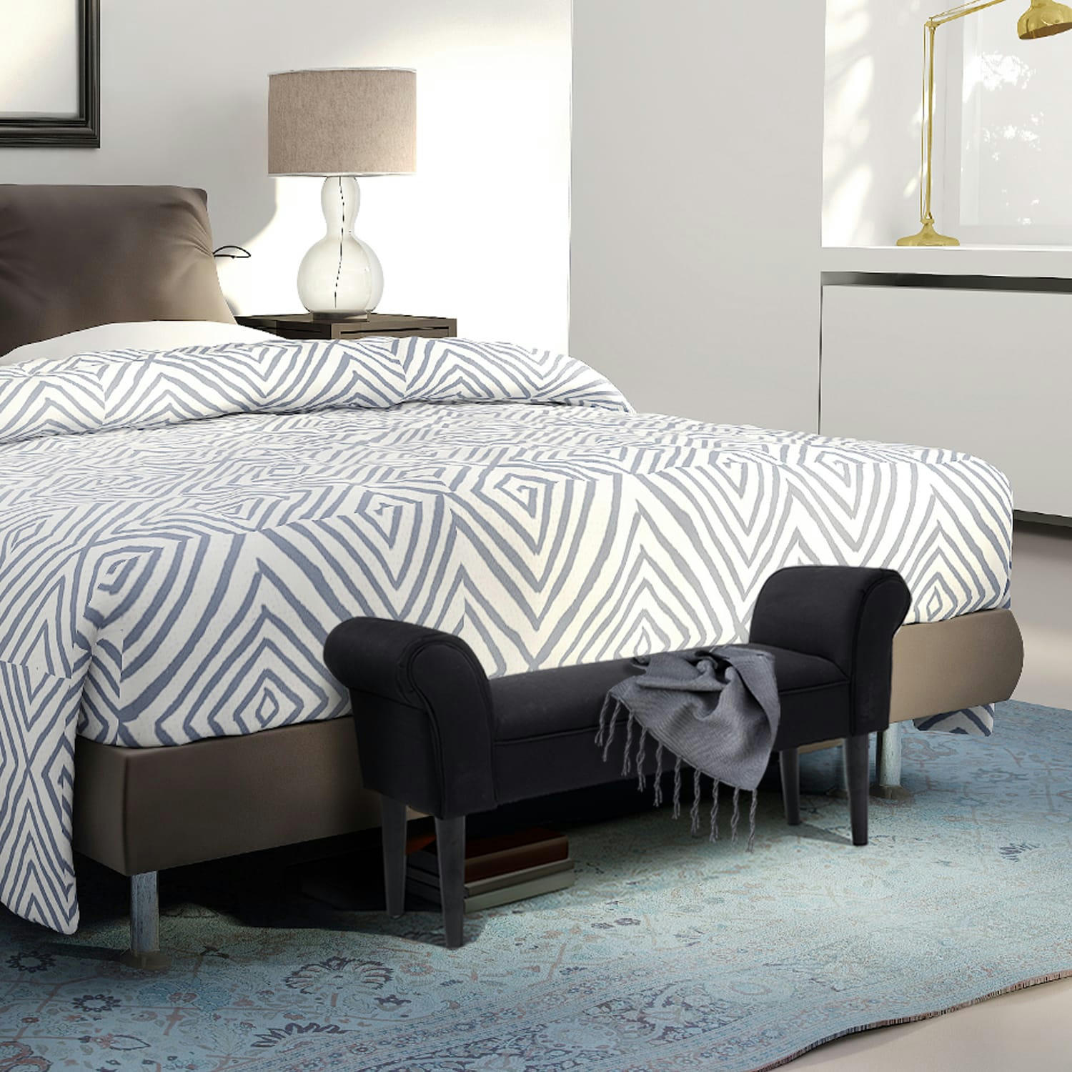 - Banc banquette design contemporain accoudoirs courbés noir