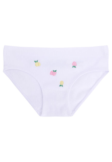 Older Girls White Embroidered Briefs