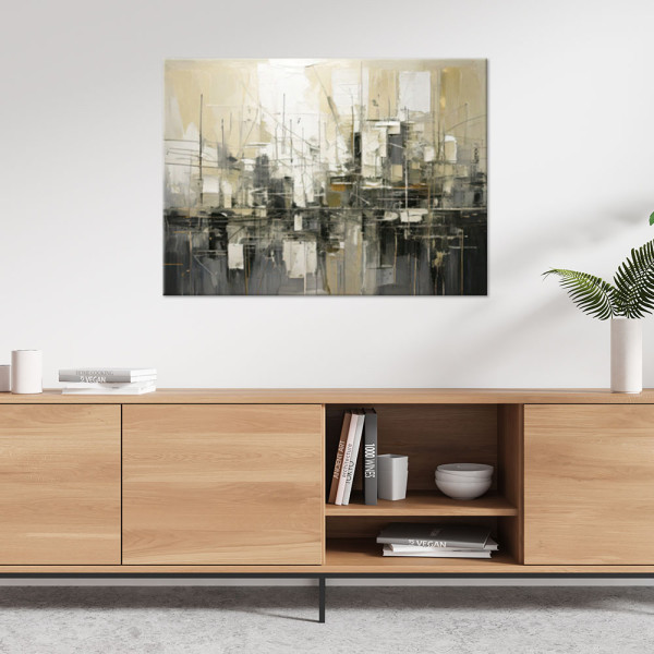 Feeby Obraz do salonu, Nowoczesna abstrakcja szaro beżowa 60x40